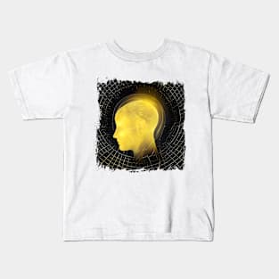 thinking luminous golden head brain Kids T-Shirt